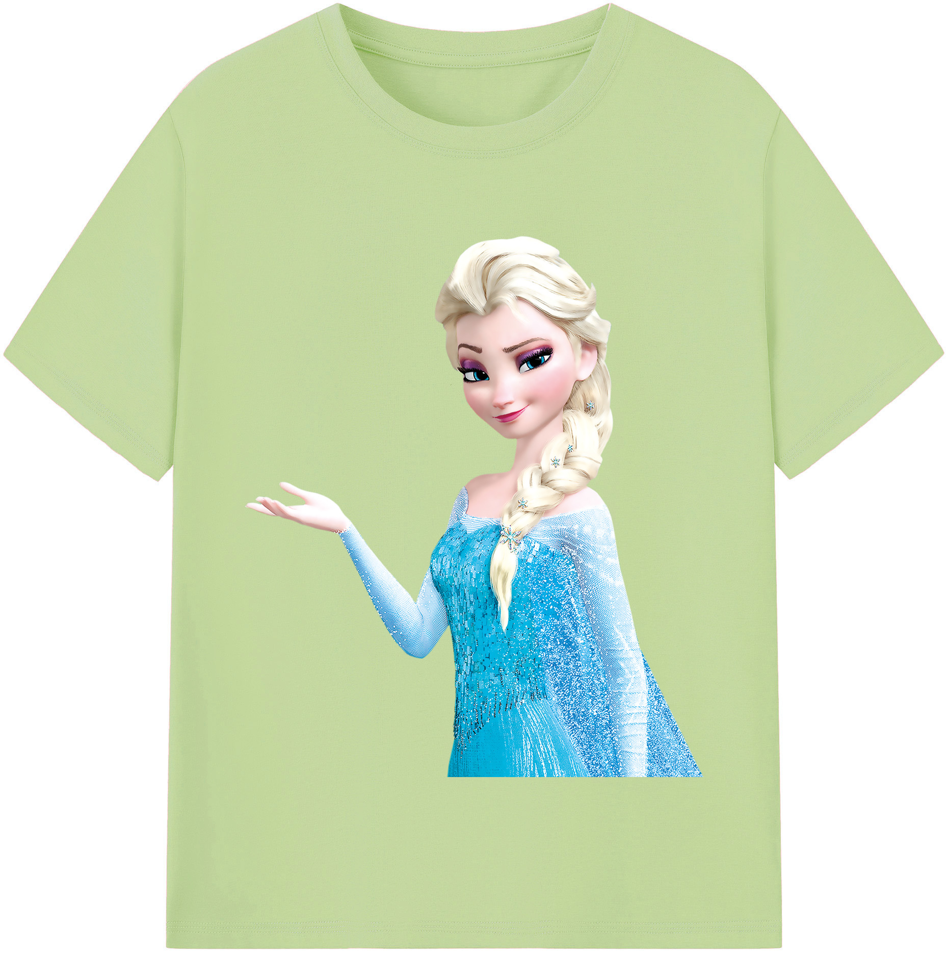 （画像用） アナと雪の女王 アンナ エルサ Frozen Anna Elsa 綿100％半袖Tシャツ（フロントプリント）